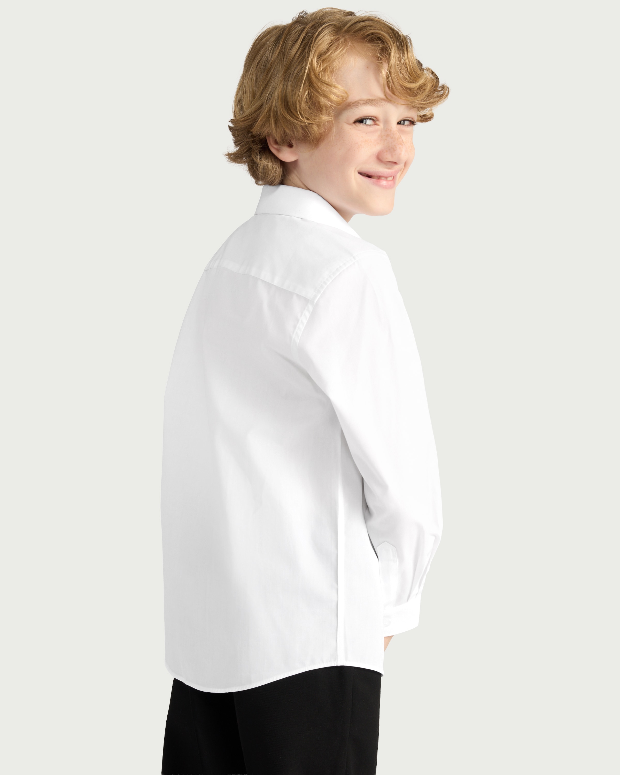 F&F Boys School 3-Pack Long Sleeved Shirts in White thumbnail 3