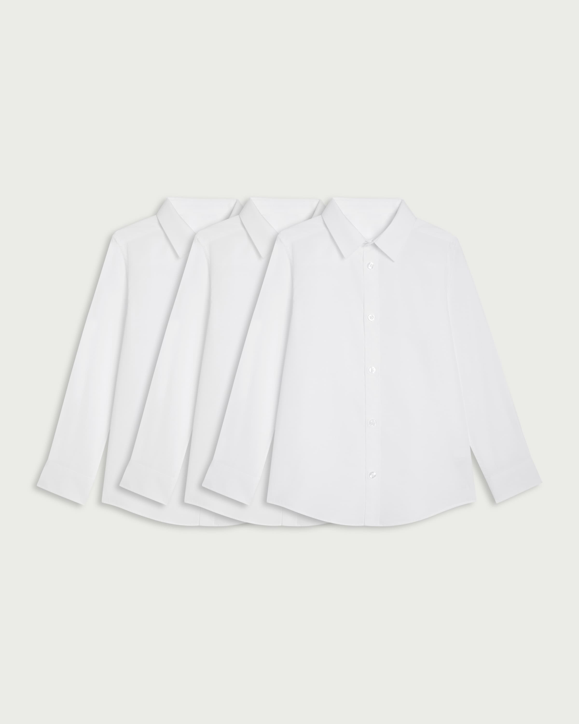 F&F Boys School 3-Pack Long Sleeved Shirts in White thumbnail 4