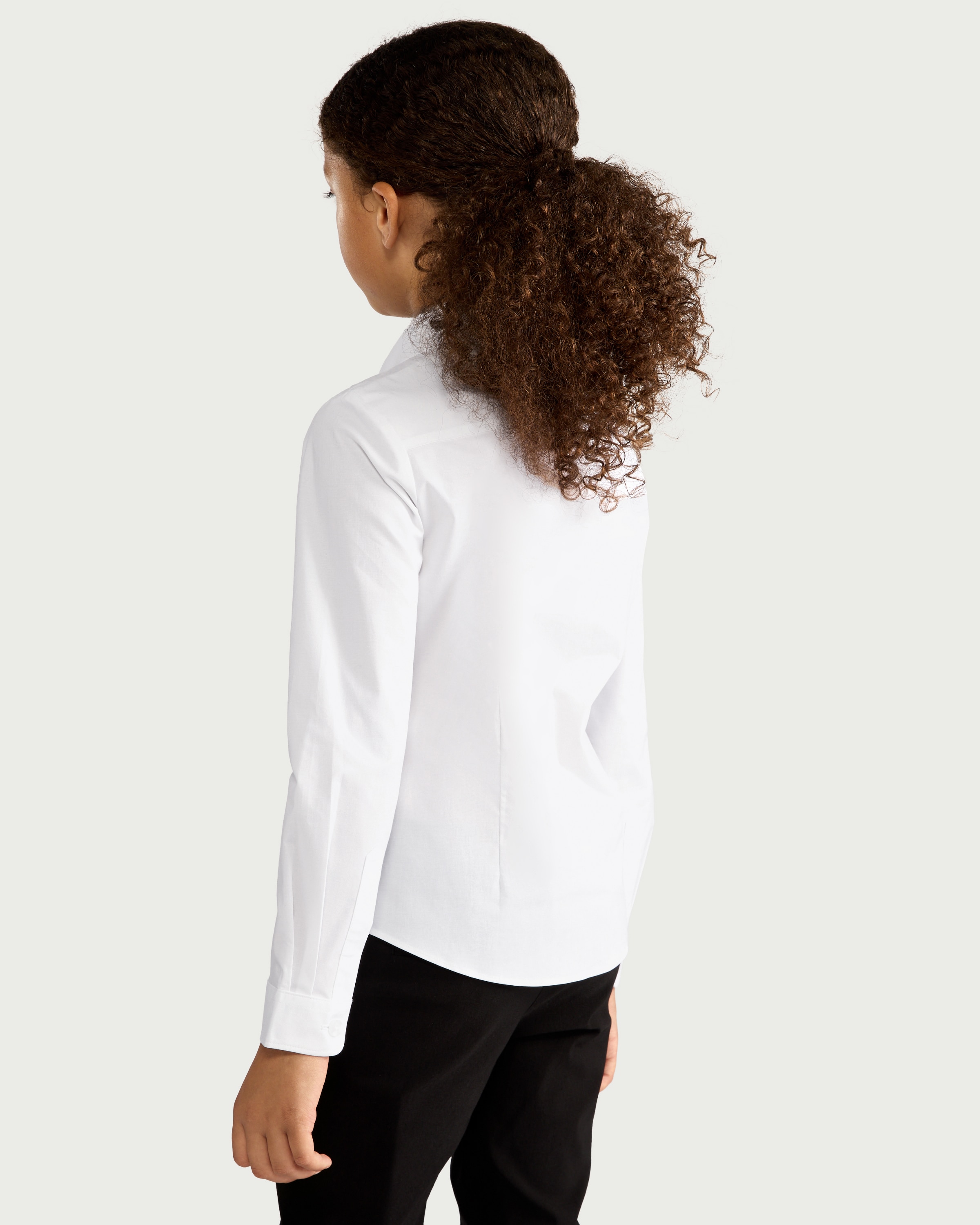 F&F School Girls 3-Pack Cotton Rich Skinny Fit Long Sleeved Shirts in White thumbnail 3