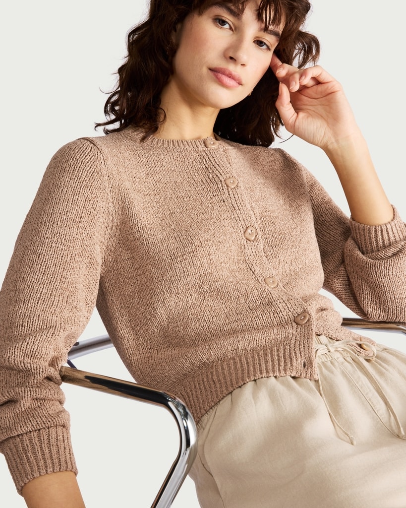 F&F Knitted Button Front Cardigan in Neutral