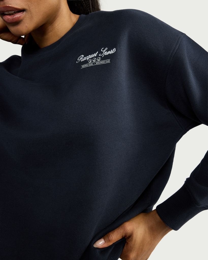 F&F Active AFTERCLASS Cotton Rich Slogan Sweatshirt in Navy