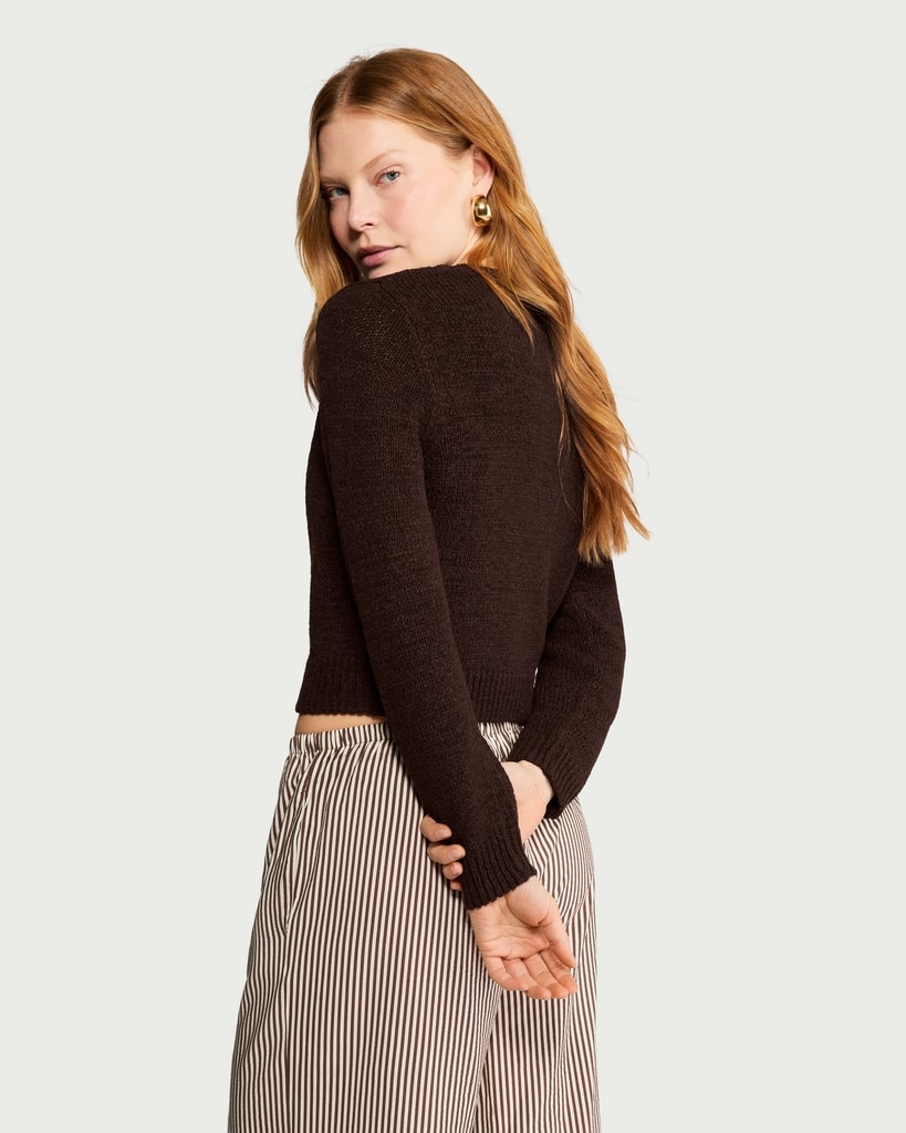 F&F Knitted Button Front Cardigan in Brown thumbnail 3