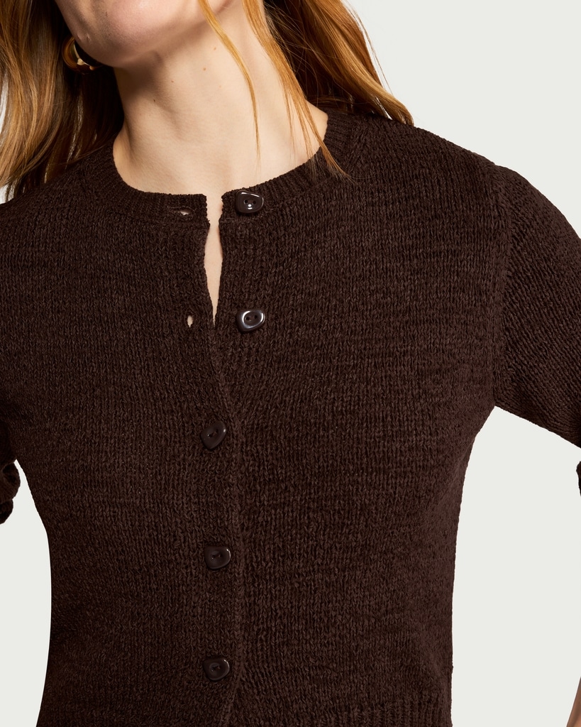 F&F Knitted Button Front Cardigan in Brown thumbnail 2