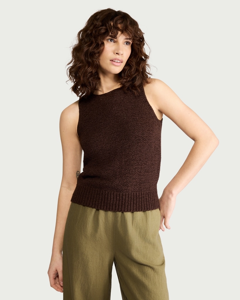 F&F Textured Knitted Vest in Brown