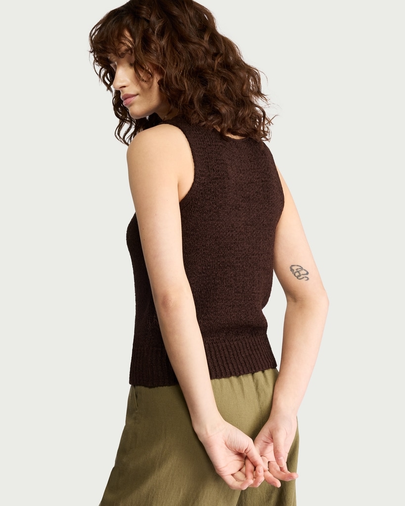 F&F Textured Knitted Vest in Brown thumbnail 3