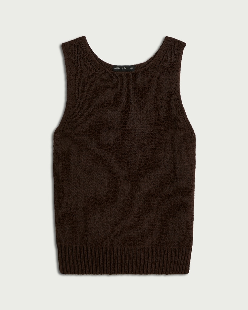 F&F Textured Knitted Vest in Brown thumbnail 4