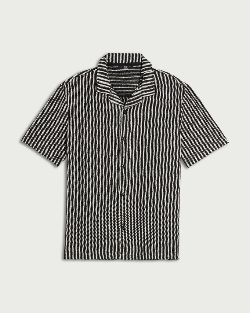 F&F Edit Cotton Rich Striped Short Sleeve Shirt in Multi Black thumbnail 5