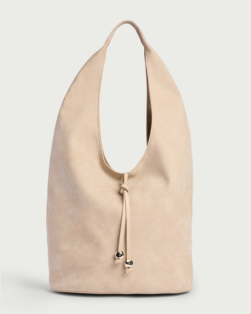 SACHA Faux Suede Shoulder Bag in Neutral