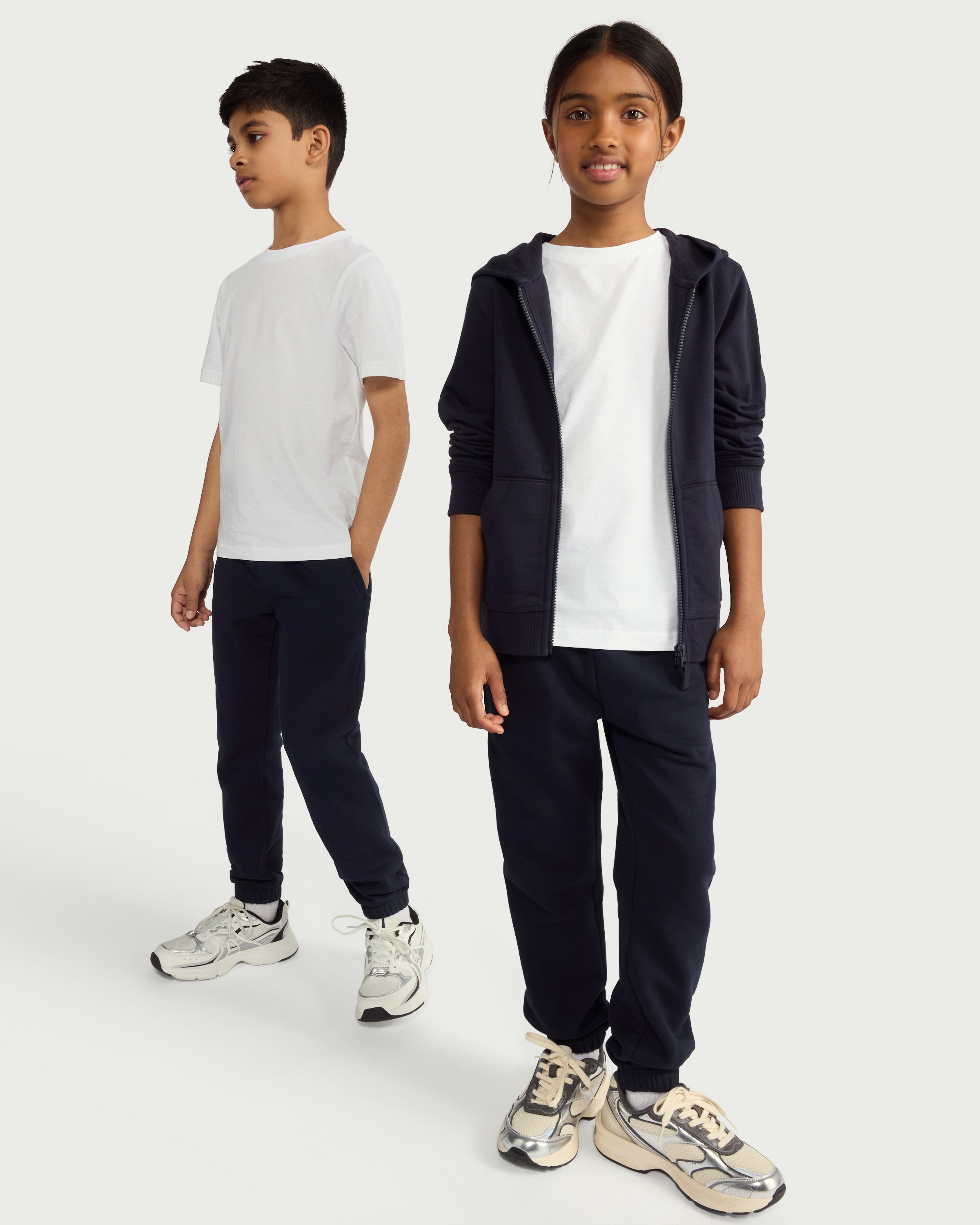 F&F School Unisex 2-Pack Cotton Rich Joggers in Navy