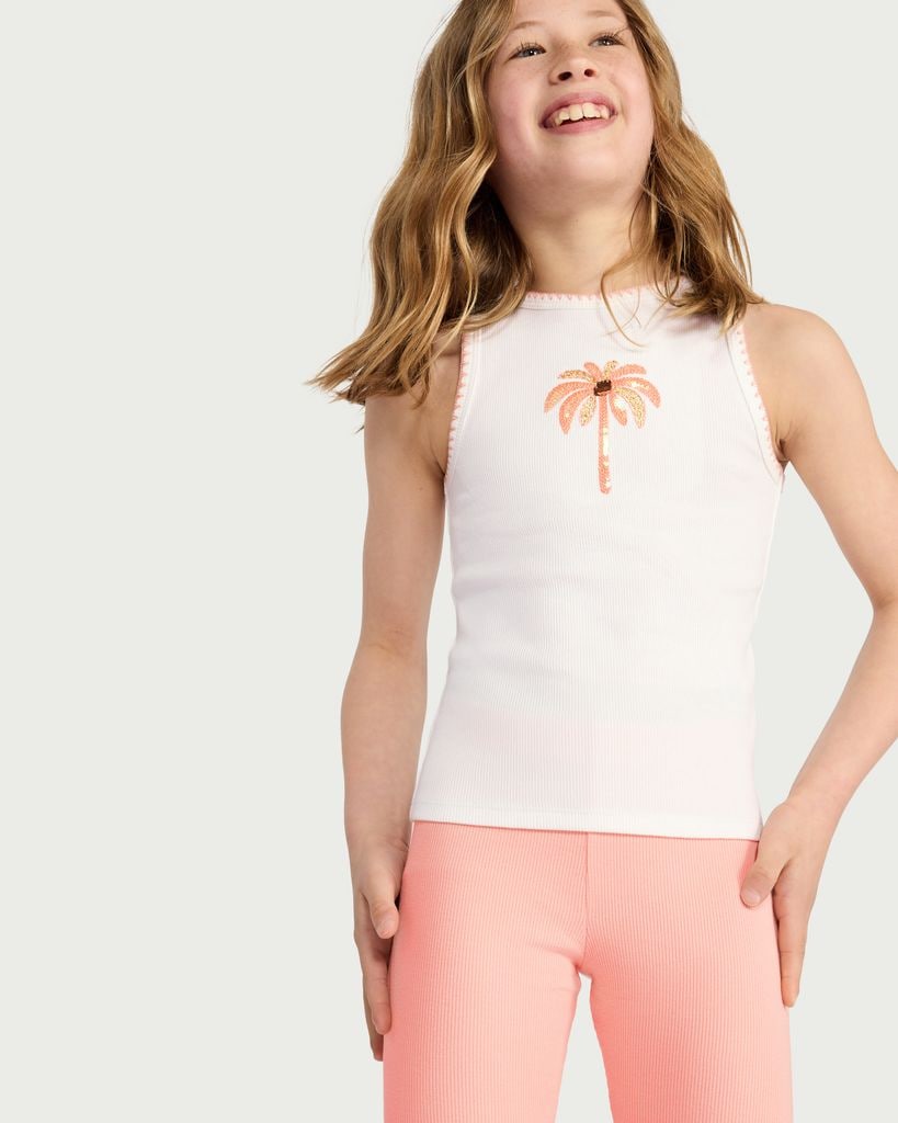 F&F Girls 2-Pack Cotton Rich Palm and Sun Print Vests in Coral thumbnail 2