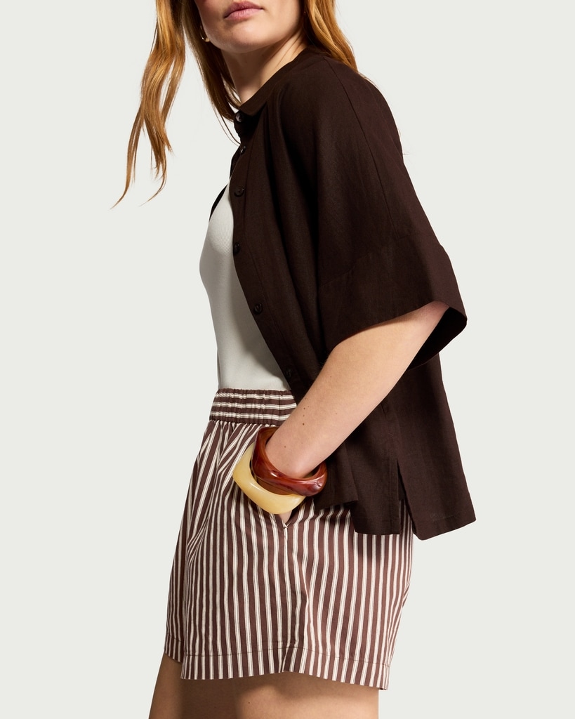 F&F Pure Cotton Striped Shorts in Brown thumbnail 2