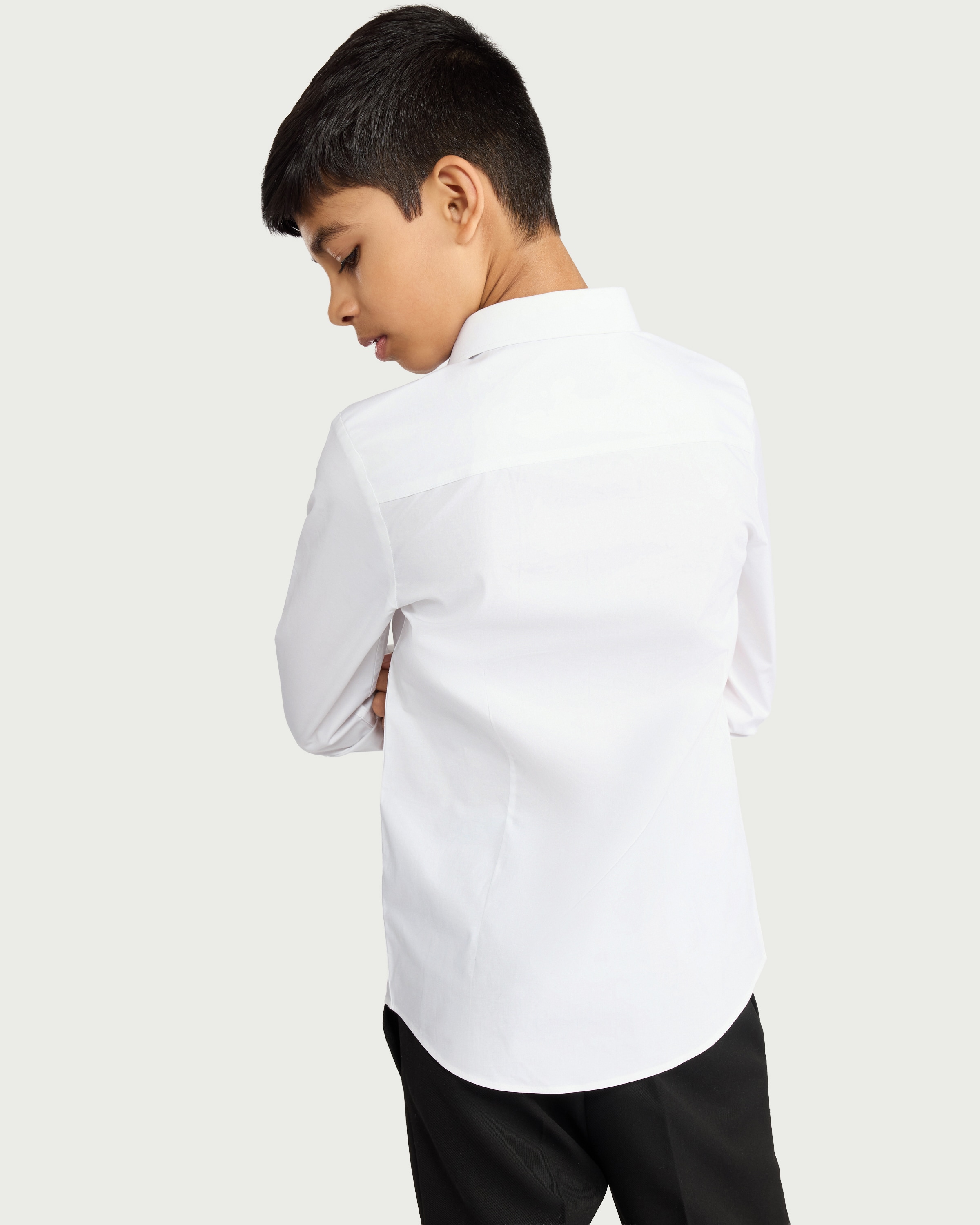 F&F School Boys 3-Pack Cotton Rich Long Sleeved Shirts in White thumbnail 3