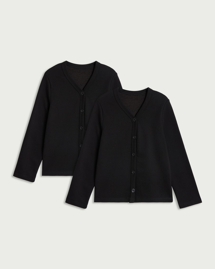 F&F School Unisex 2-Pack Cotton Rich Sweat Cardigans in Black thumbnail 4