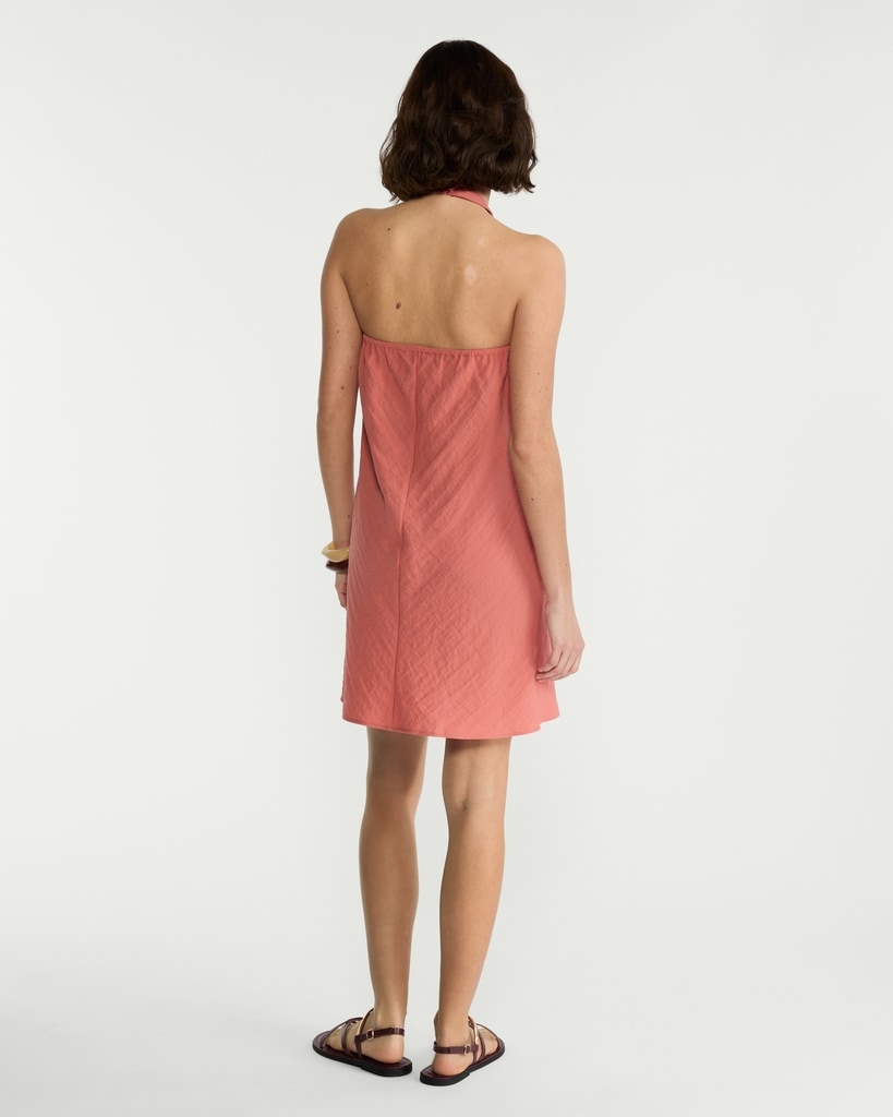 The F&F Edit Beaded Halter Neck Mini Dress in Coral thumbnail 3