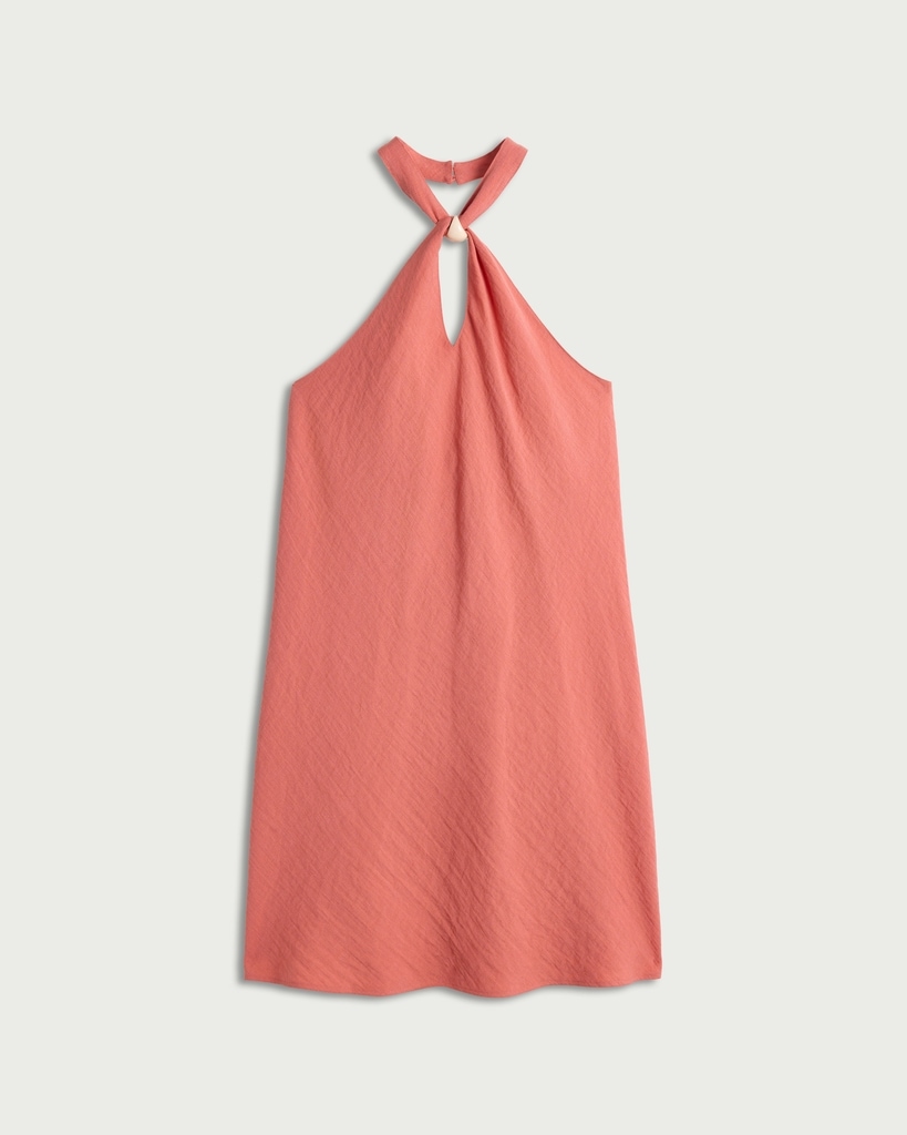 The F&F Edit Beaded Halter Neck Mini Dress in Coral thumbnail 4