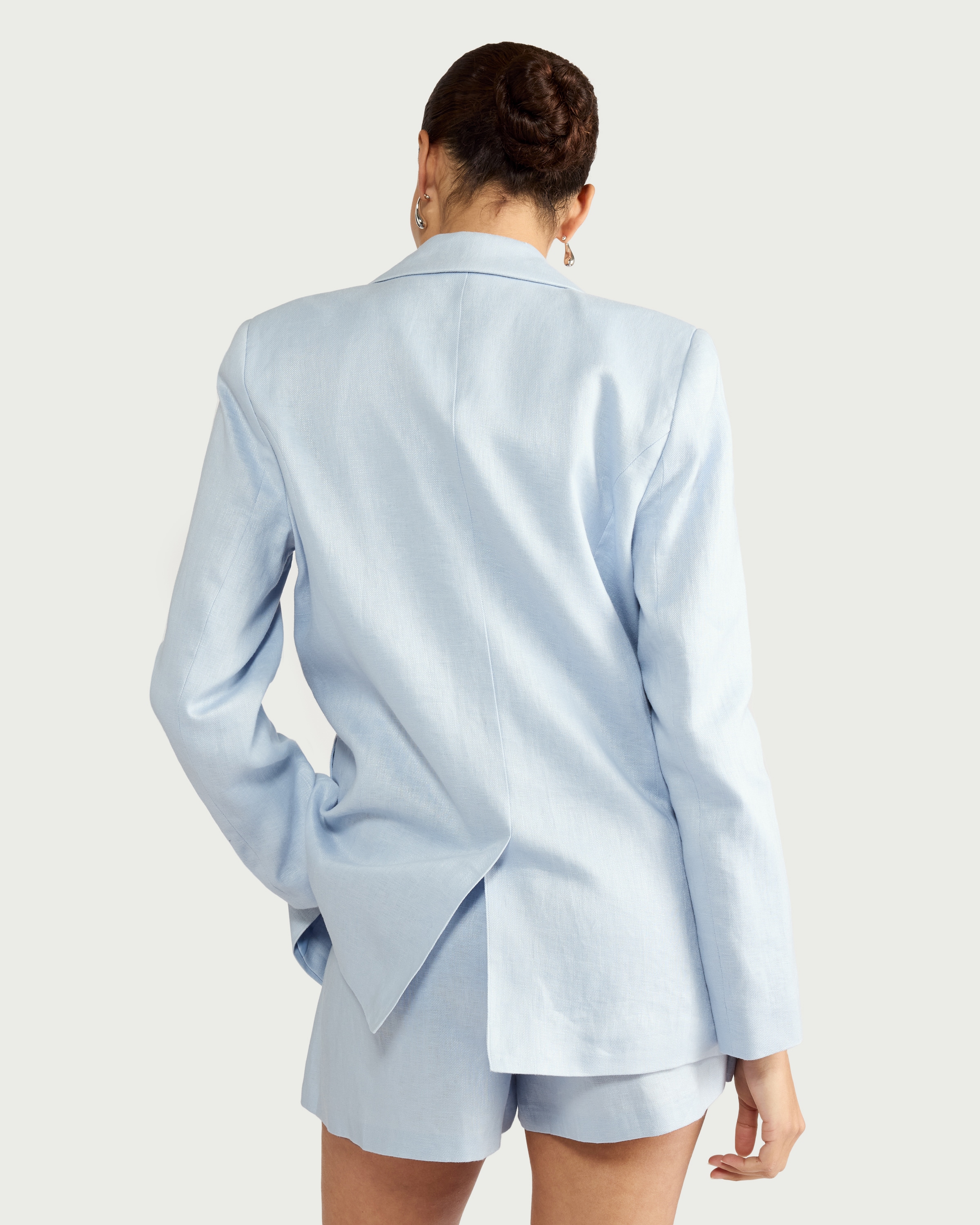 F&F Pure Linen Tailored Single Breasted Blazer in Blue thumbnail 4
