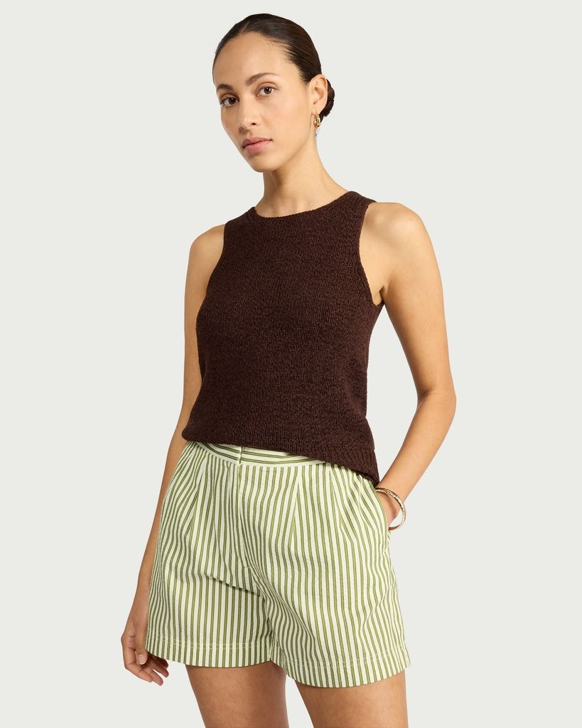 F&F Seersucker Striped Shorts in Multi Green thumbnail 2