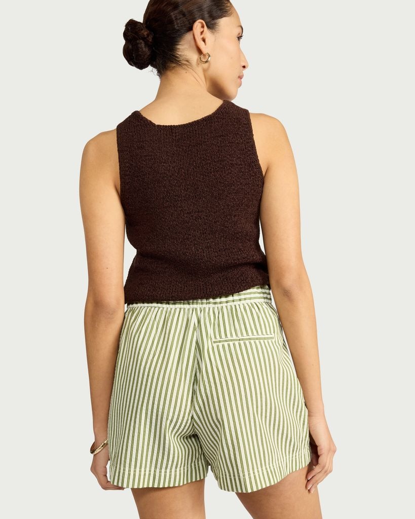 F&F Seersucker Striped Shorts in Multi Green thumbnail 3