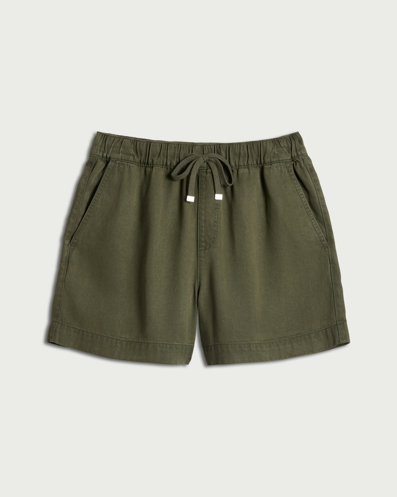 F&F Pure Lyocell Drawstring Shorts in Khaki thumbnail 4