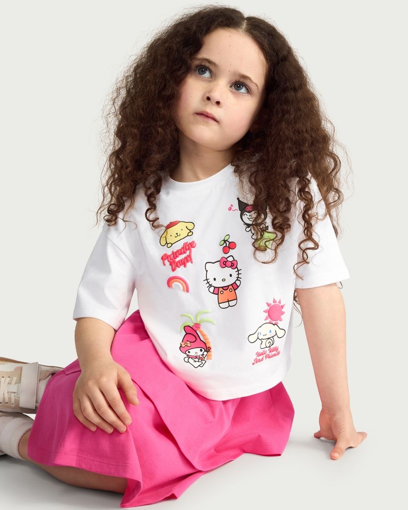 Hello Kitty and Friends 2-Piece Pure Cotton T-Shirt & Tiered Skirt Set in Multi thumbnail 2