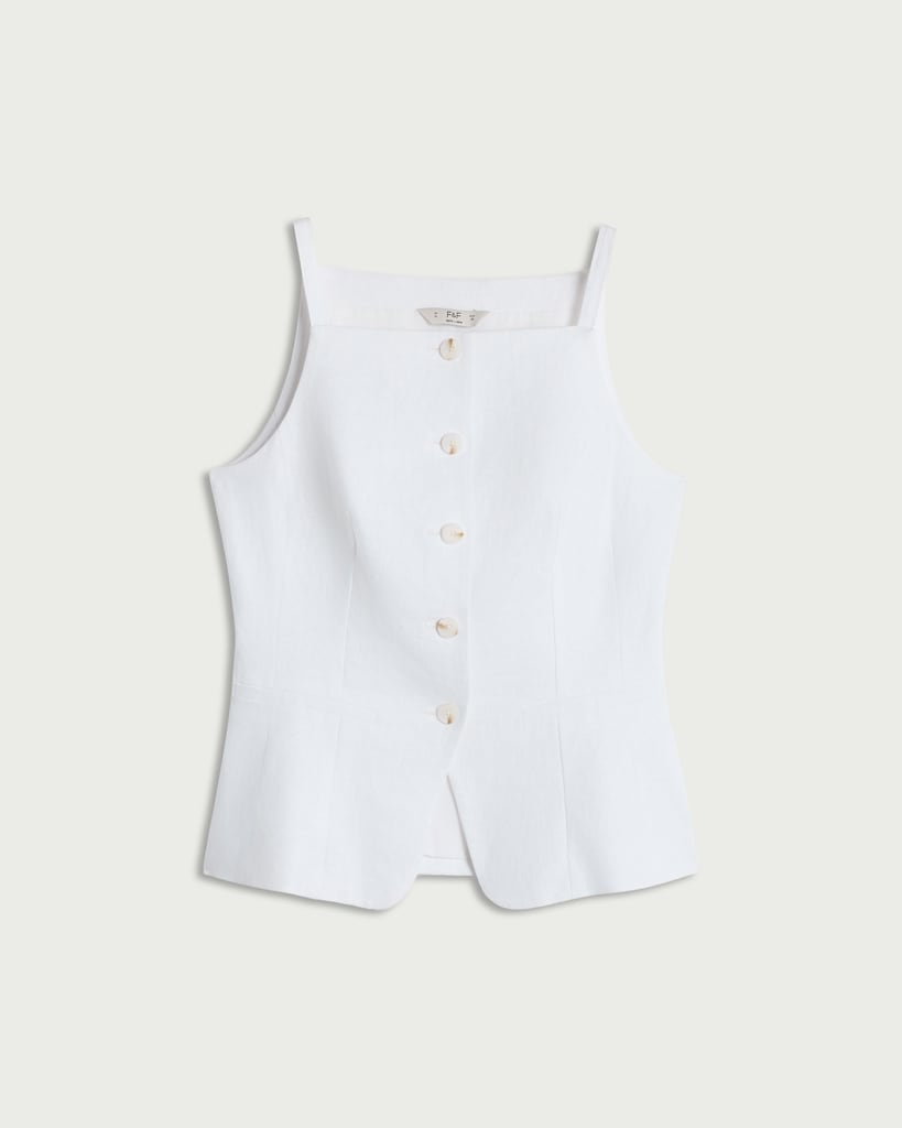 F&F Pure Linen Button Front Waistcoat in White thumbnail 4