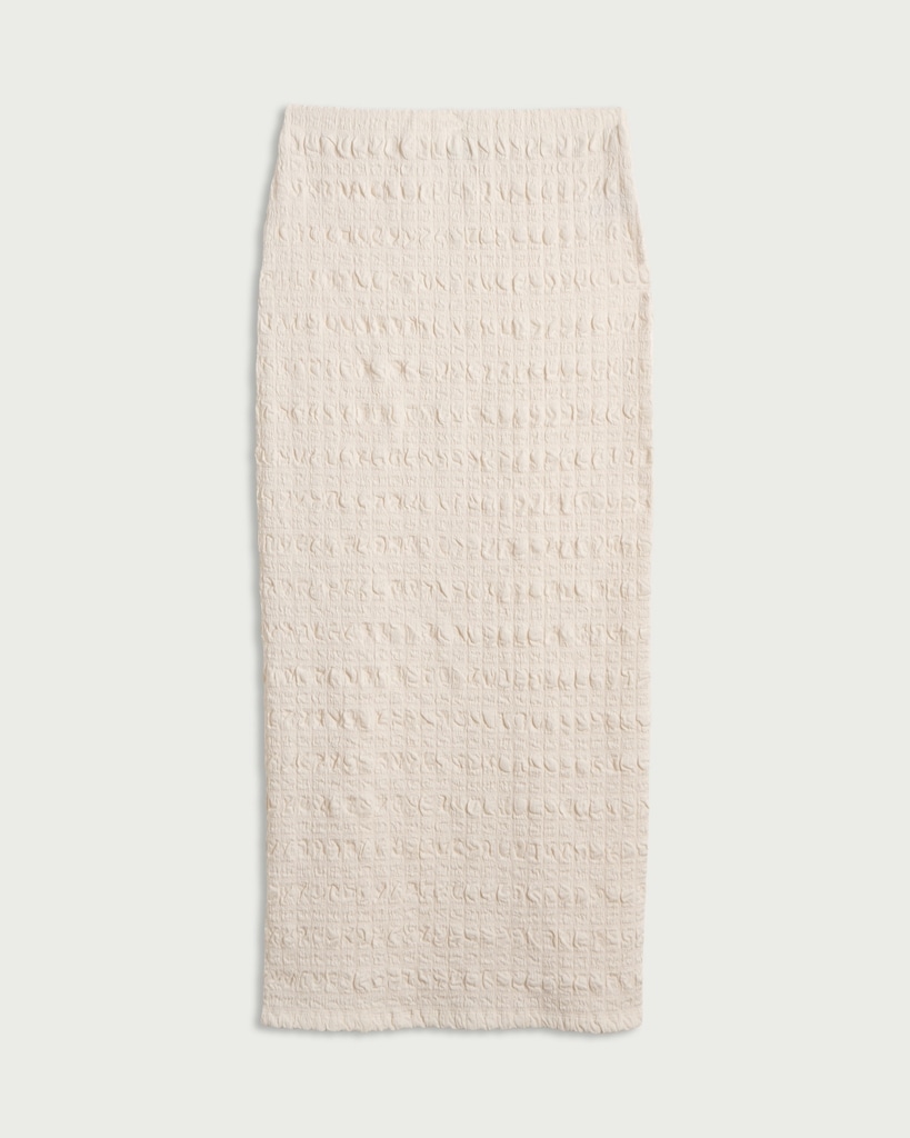 F&F Textured Split Hem Co-ord Maxi Skirt in Cream thumbnail 4