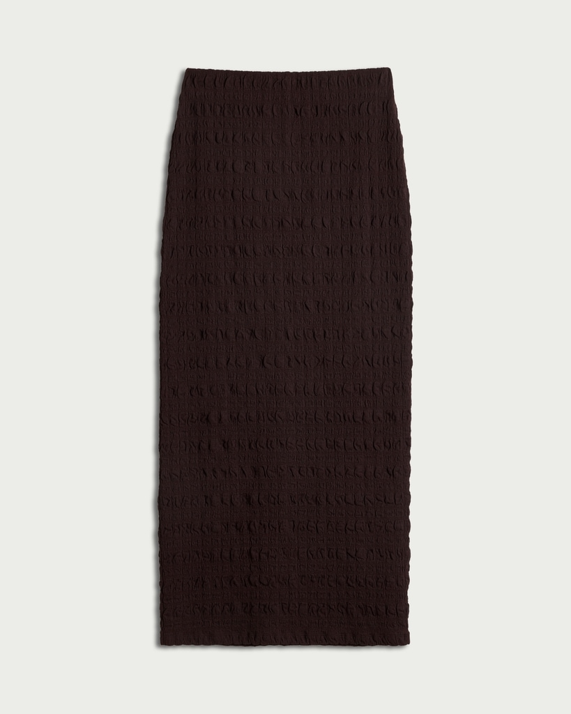 F&F Textured Split Hem Co-ord Maxi Skirt in Brown thumbnail 4