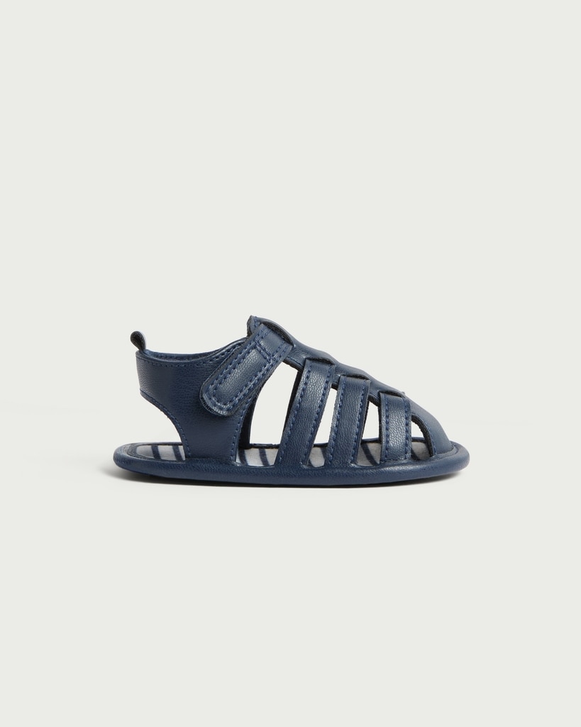 F&F Baby Strap Fastening Pramshoe Sandals in Navy