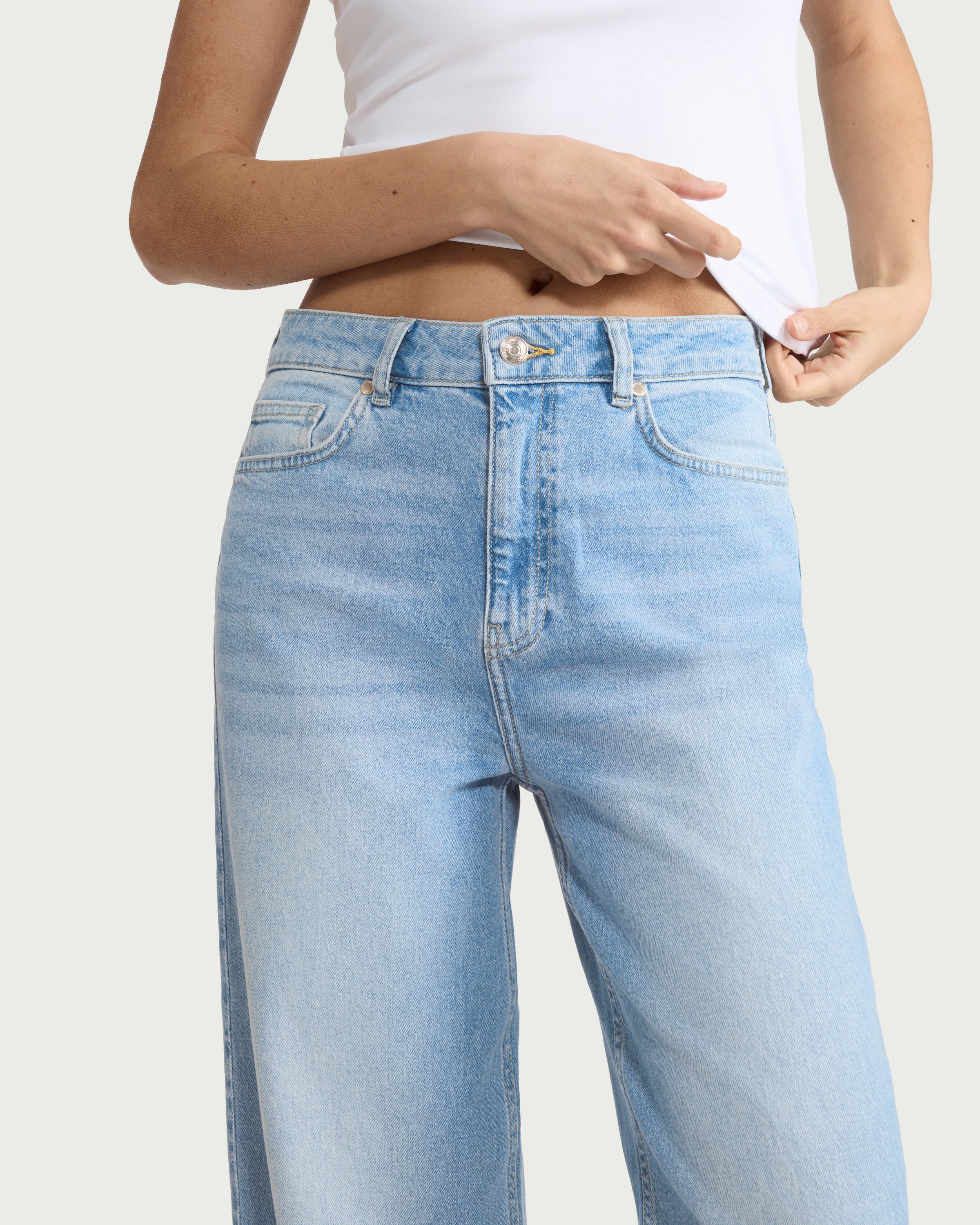 F&F High Rise Wide Leg Jeans in Blue thumbnail 3