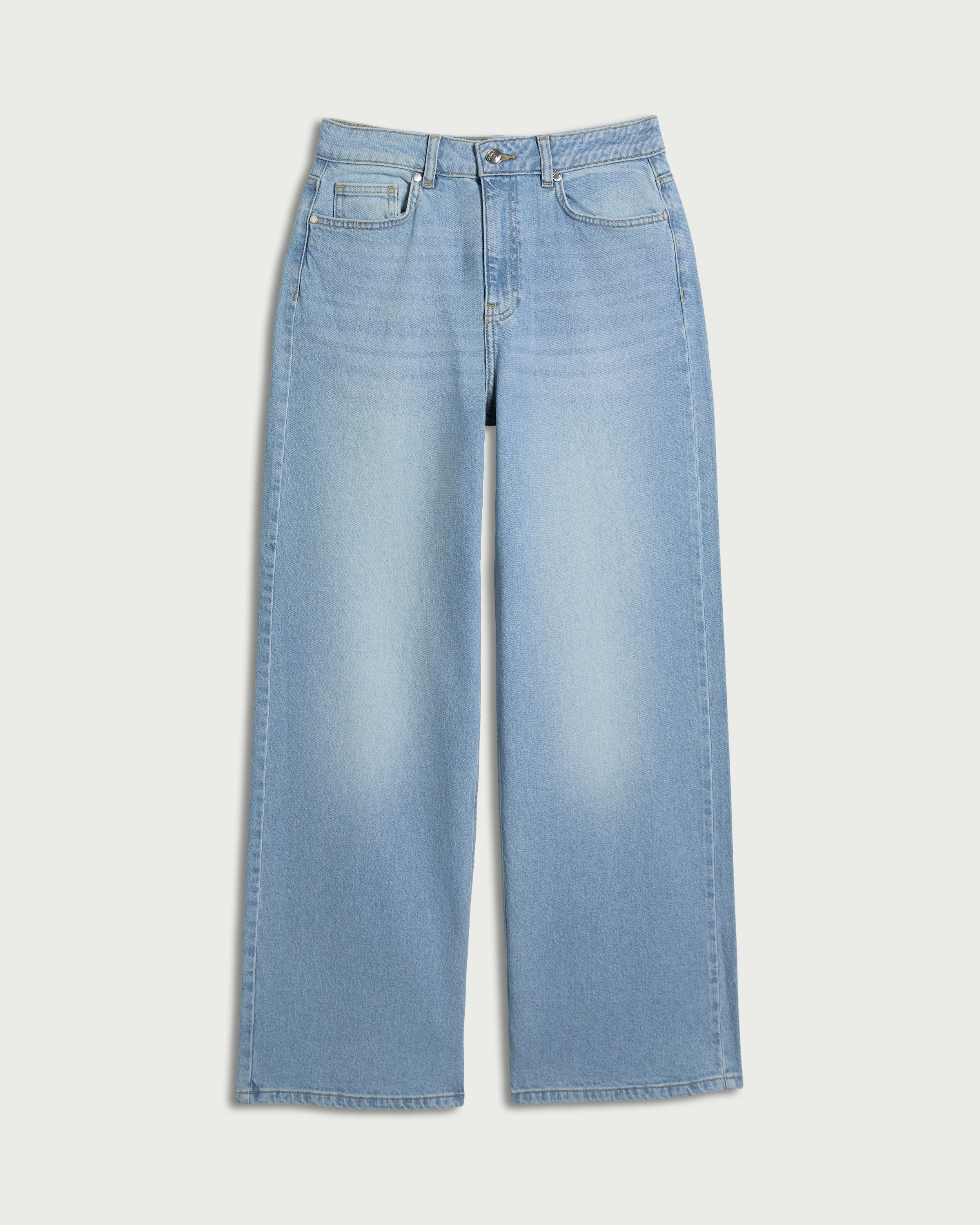 F&F High Rise Wide Leg Jeans in Blue thumbnail 4
