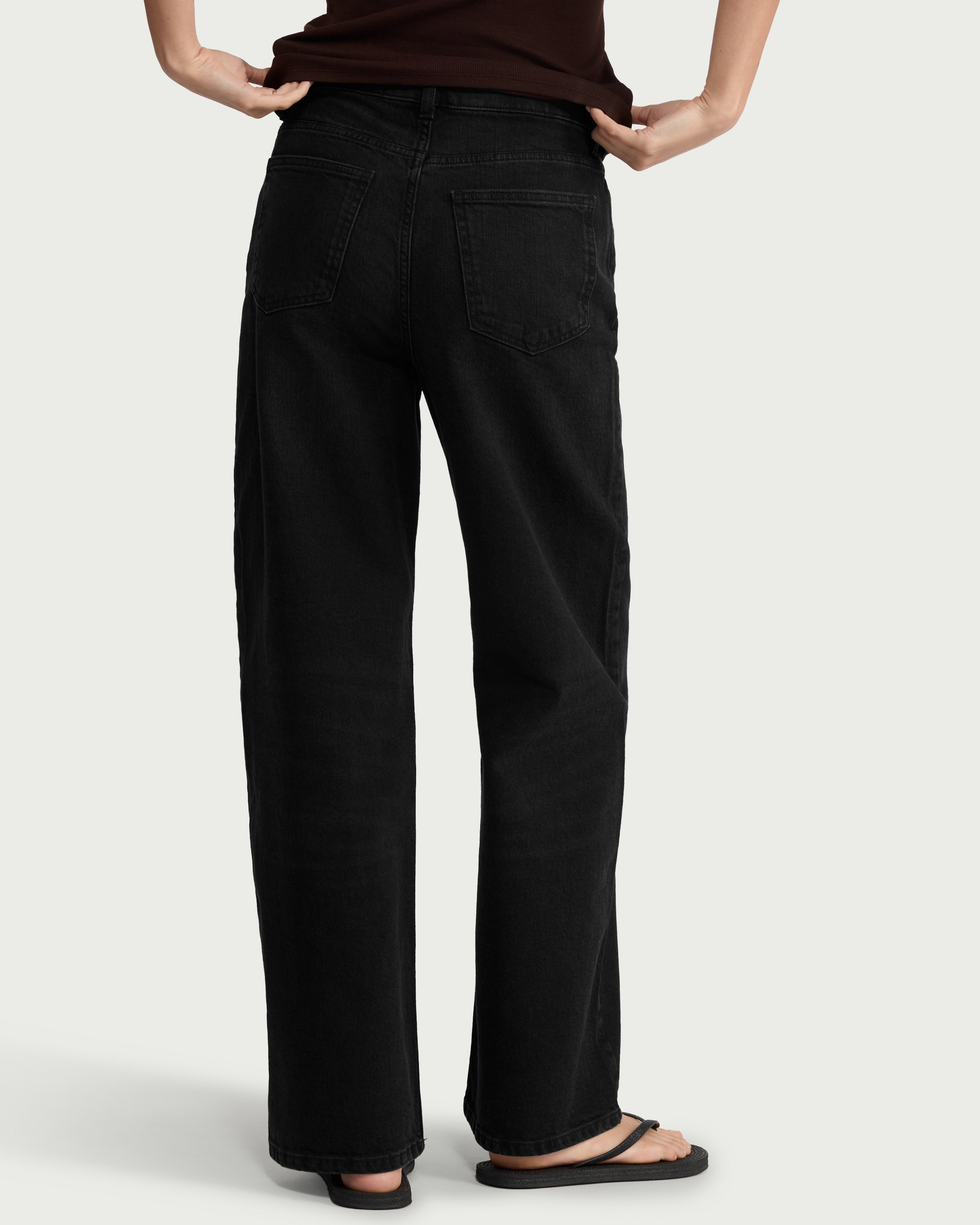 F&F High Rise Wide Leg Jeans in Black thumbnail 3