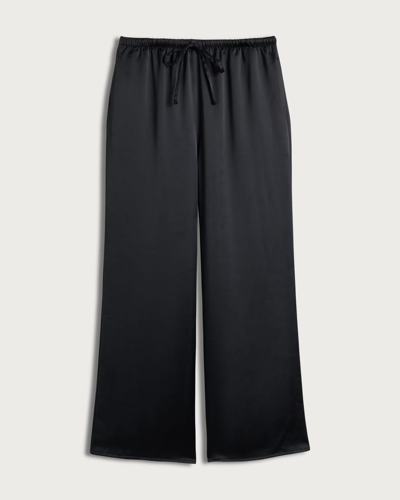 F&F Satin Wide Leg Drawstring Trousers in Black thumbnail 4