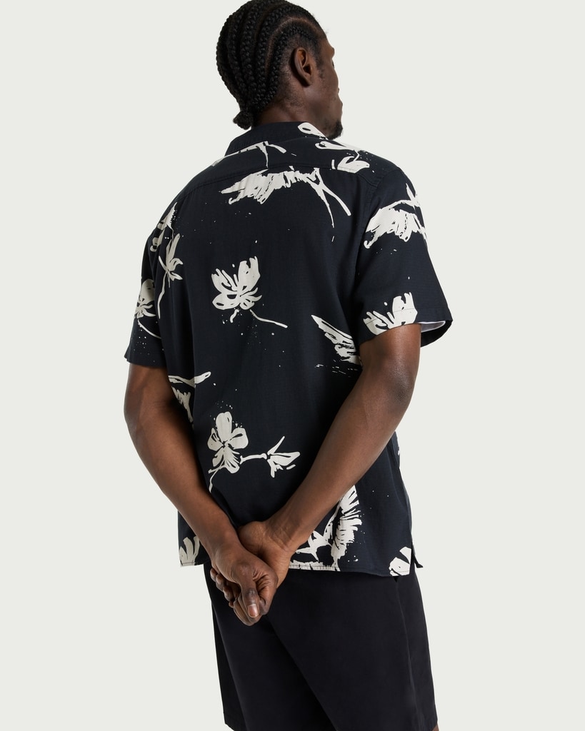 F&F Edit Cotton Rich Floral Print Short Sleeved Shirt in Multi Black thumbnail 3