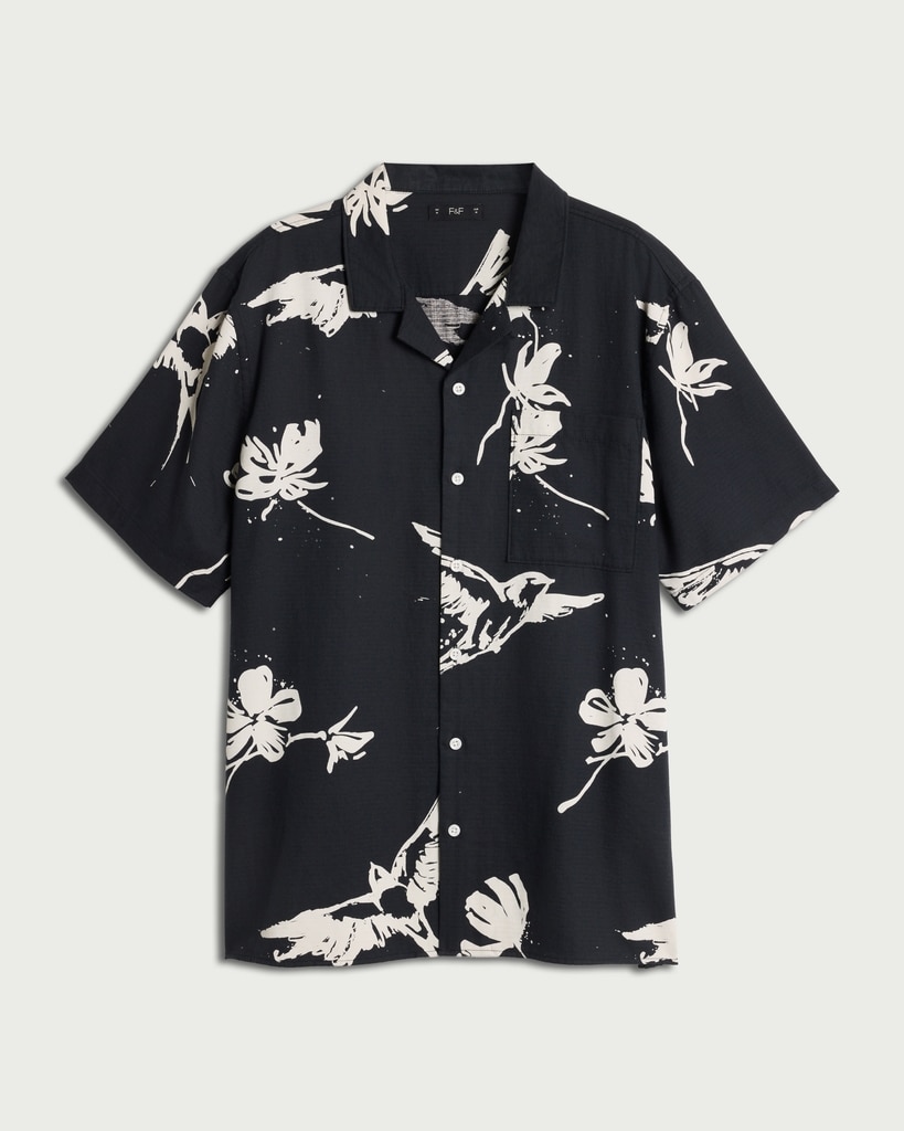 F&F Edit Cotton Rich Floral Print Short Sleeved Shirt in Multi Black thumbnail 4