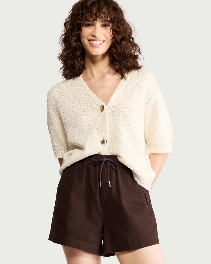 F&F Pure Cotton Drawstring Shorts in Brown