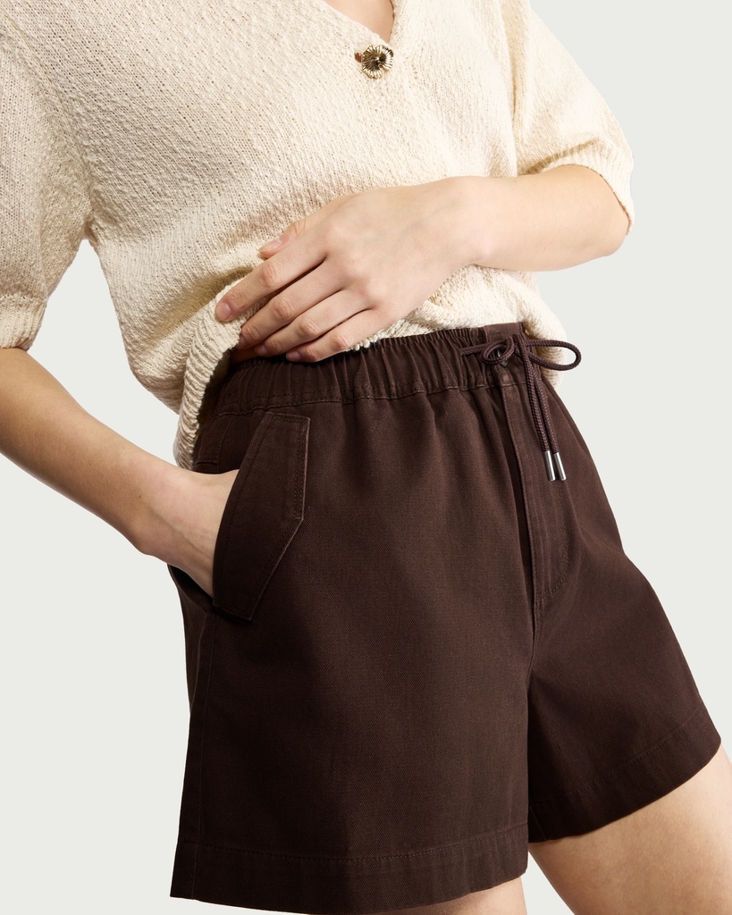 F&F Pure Cotton Drawstring Shorts in Brown thumbnail 2