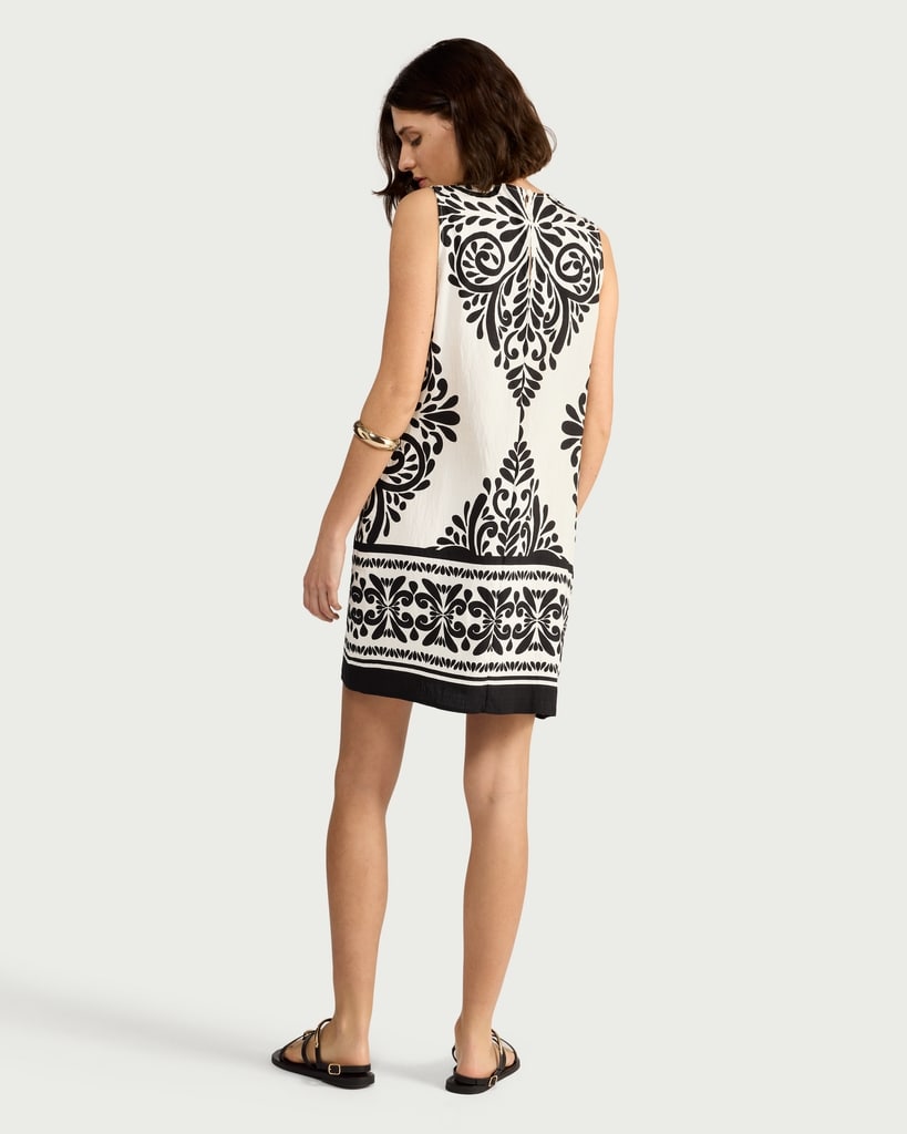 F&F Baroque Print Sleeveless Dress in Multi Black White thumbnail 3