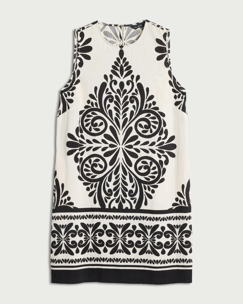 F&F Baroque Print Sleeveless Dress in Multi Black White thumbnail 4