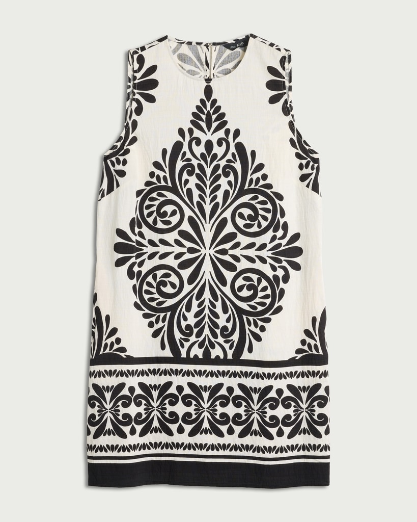 F&F Baroque Print Sleeveless Dress in Multi Black White thumbnail 5