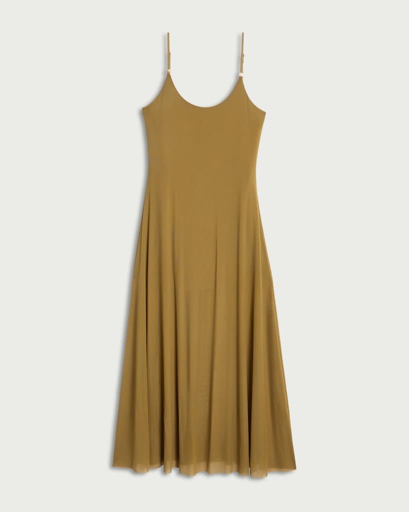 The F&F Edit Mesh Bead Detail Strappy Midi Dress in Olive thumbnail 4
