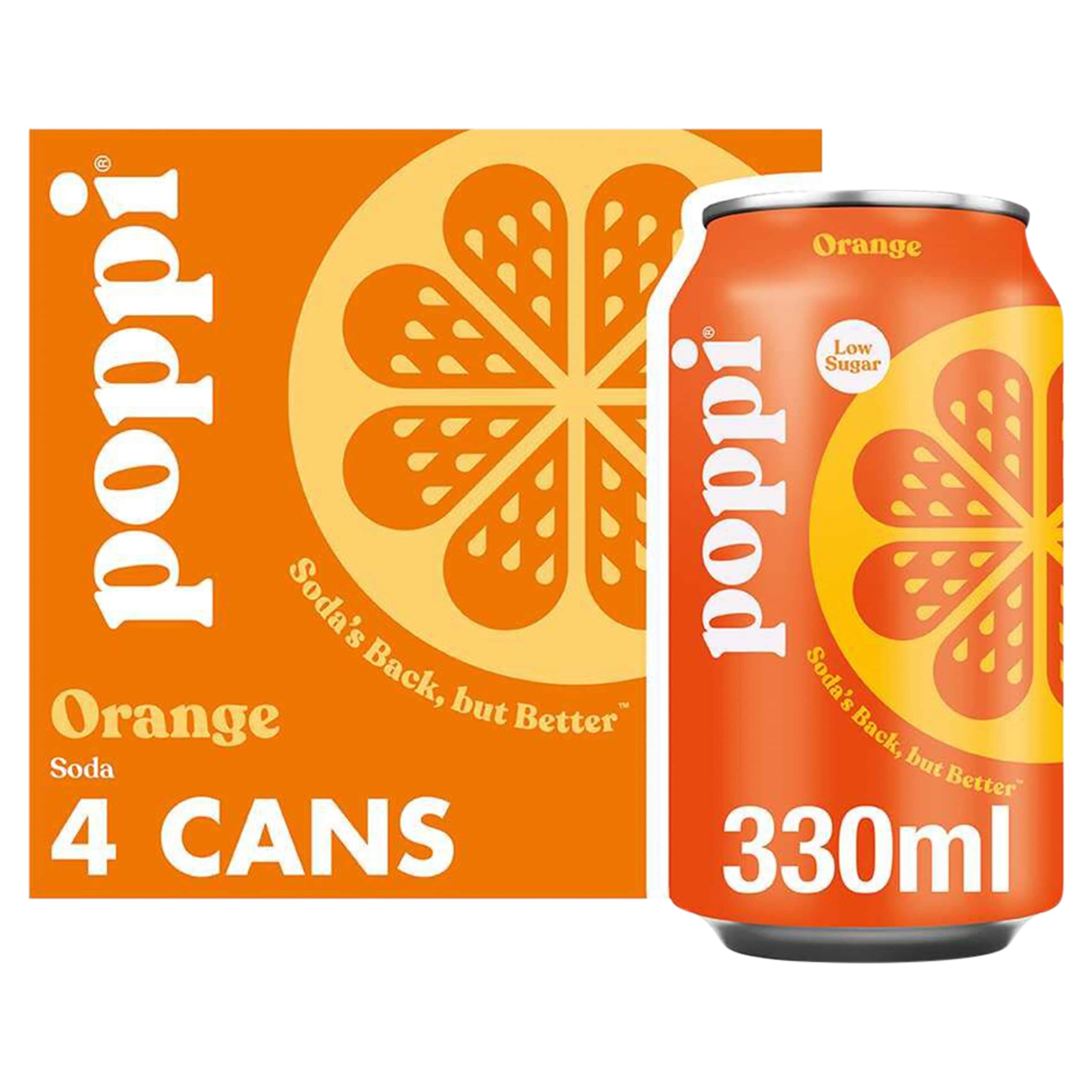 Poppi Orange Soda Cans 4x330ml