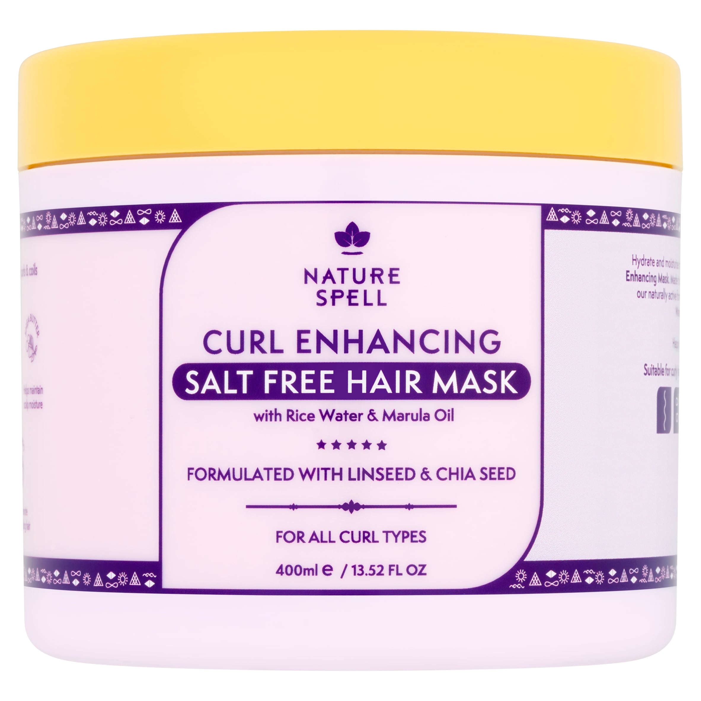 Nature Spell Curl Enhancing Salt Free Hair Mask with Rice Water & Marula Oil 400ml