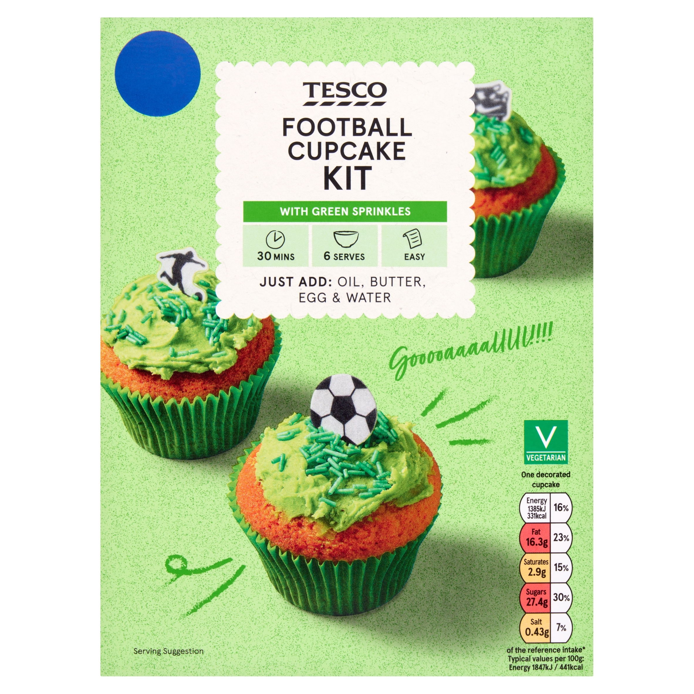 Tesco Football Cupcake Kit with Green Sprinkles 265g
