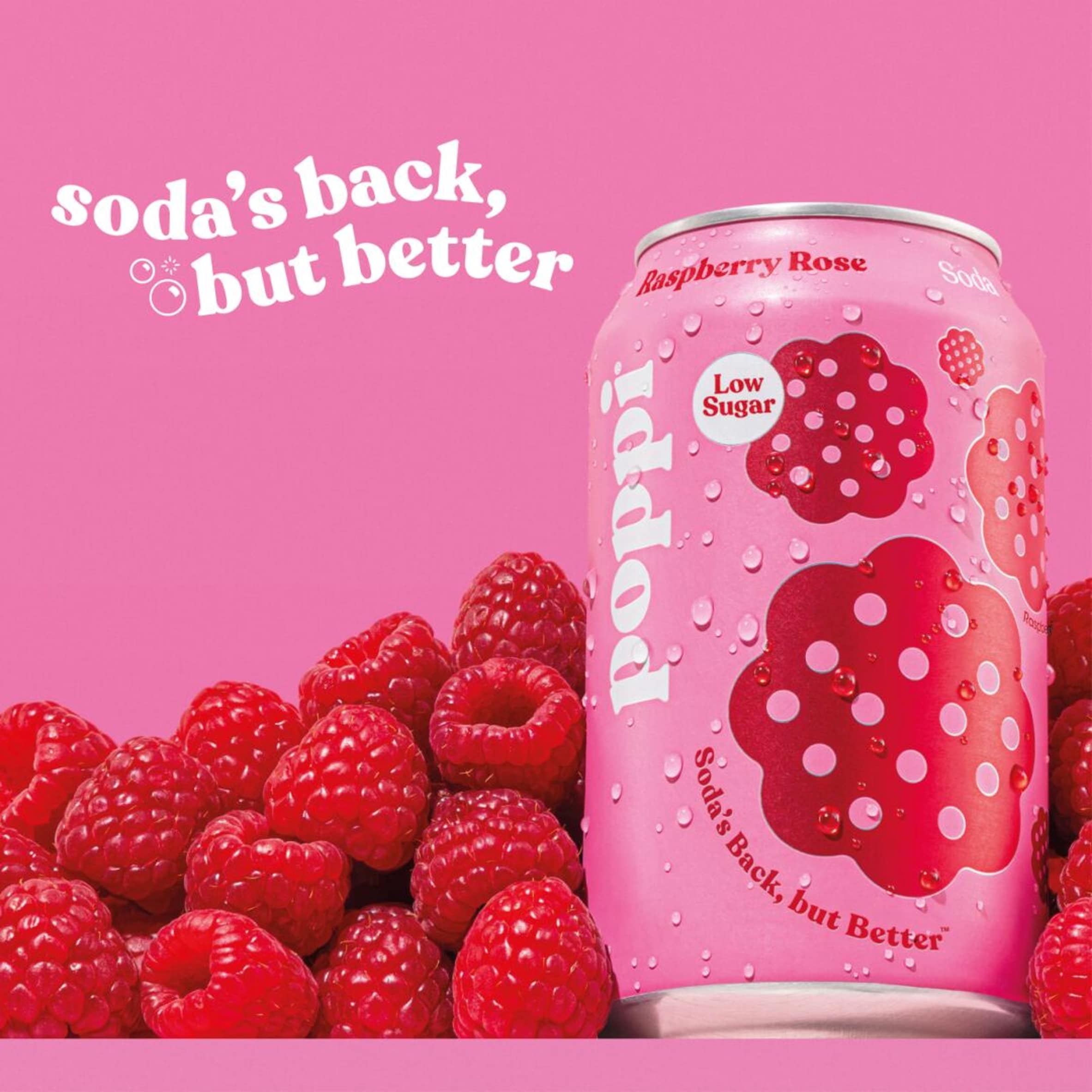 Poppi Raspberry & Rose Soda Cans 4x330ml thumbnail 3