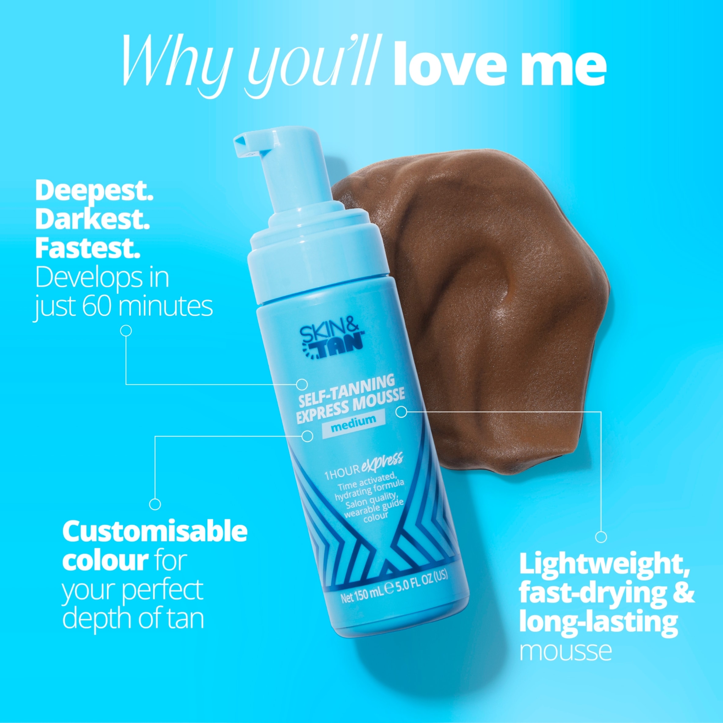 SKIN & TAN Self-Tanning Express Mousse 1 Hour Express 150ml thumbnail 3