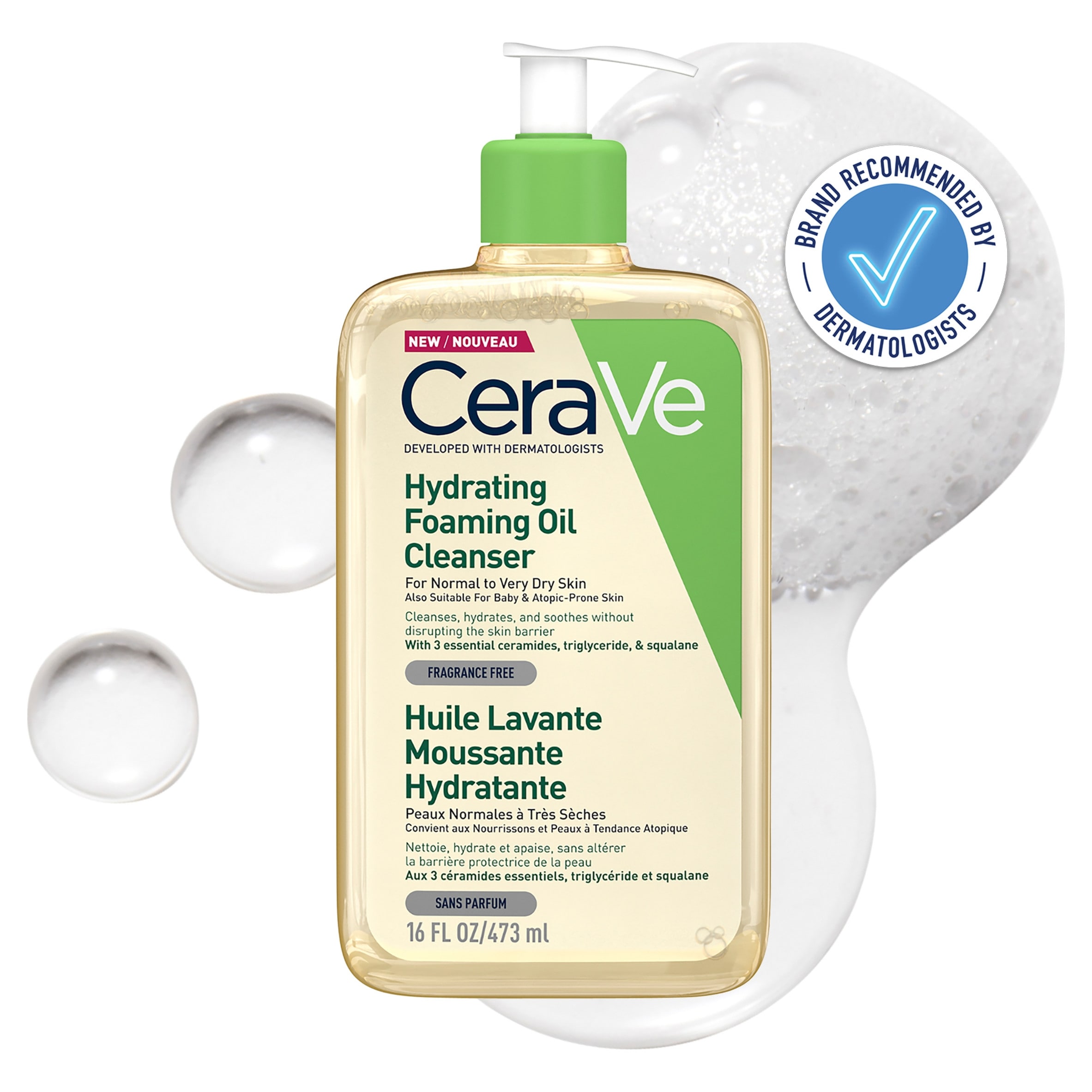 CeraVe Hydrating Foaming Oil Cleanser for Normal to Very Dry Skin 473ml
