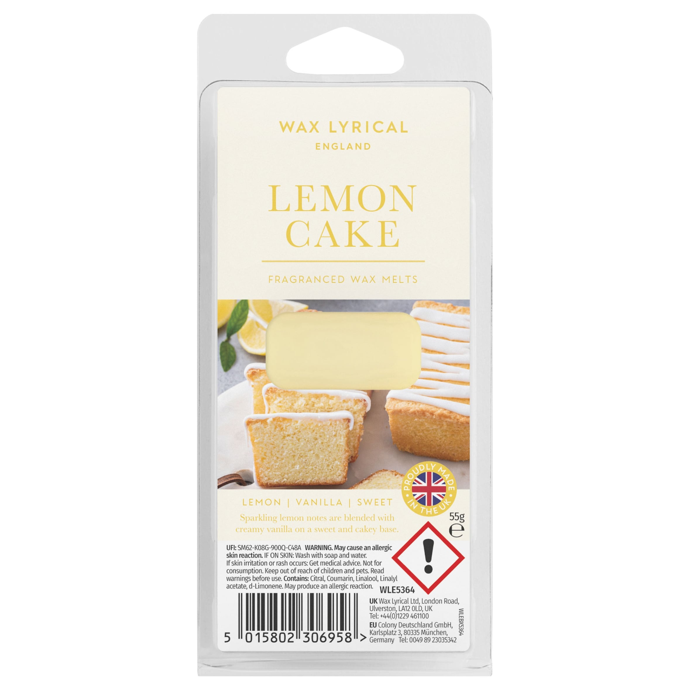 Wax Lyrical England Lemon Cake Wax Melt 55g