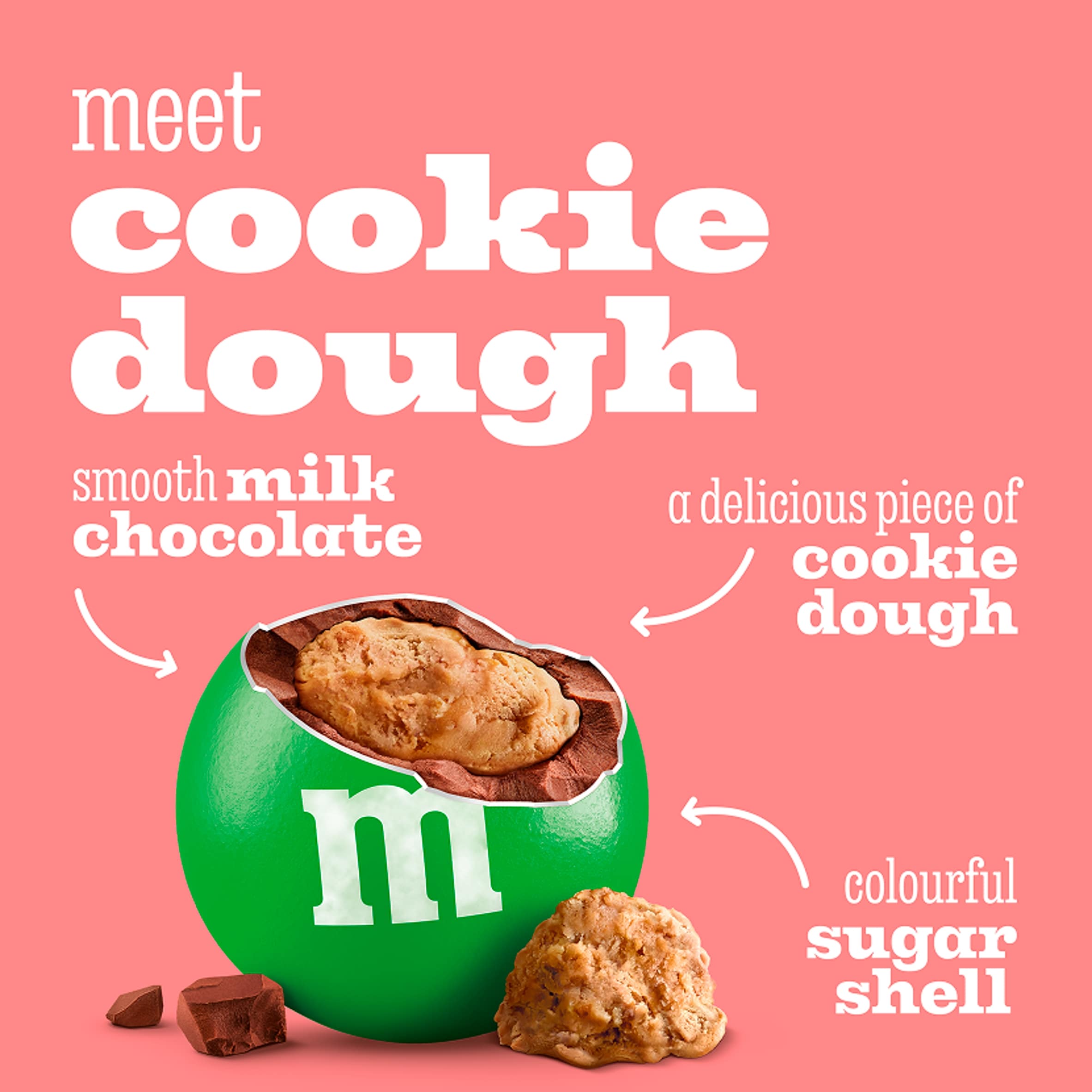 M&M'S Cookie Dough Milk Chocolate Pouch Bag 102g thumbnail 2