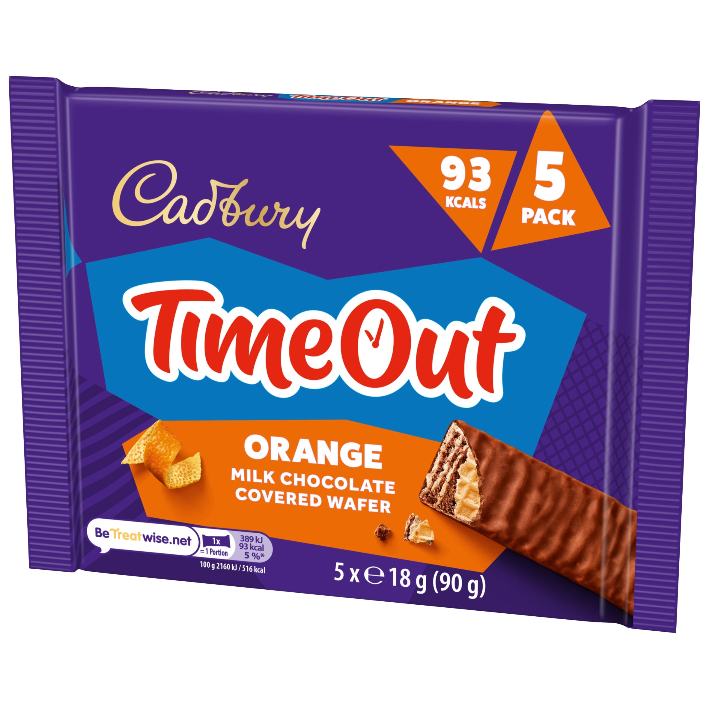 Cadbury Time out Orange Milk Chocolate Covered Wafer 5x 18g thumbnail 5