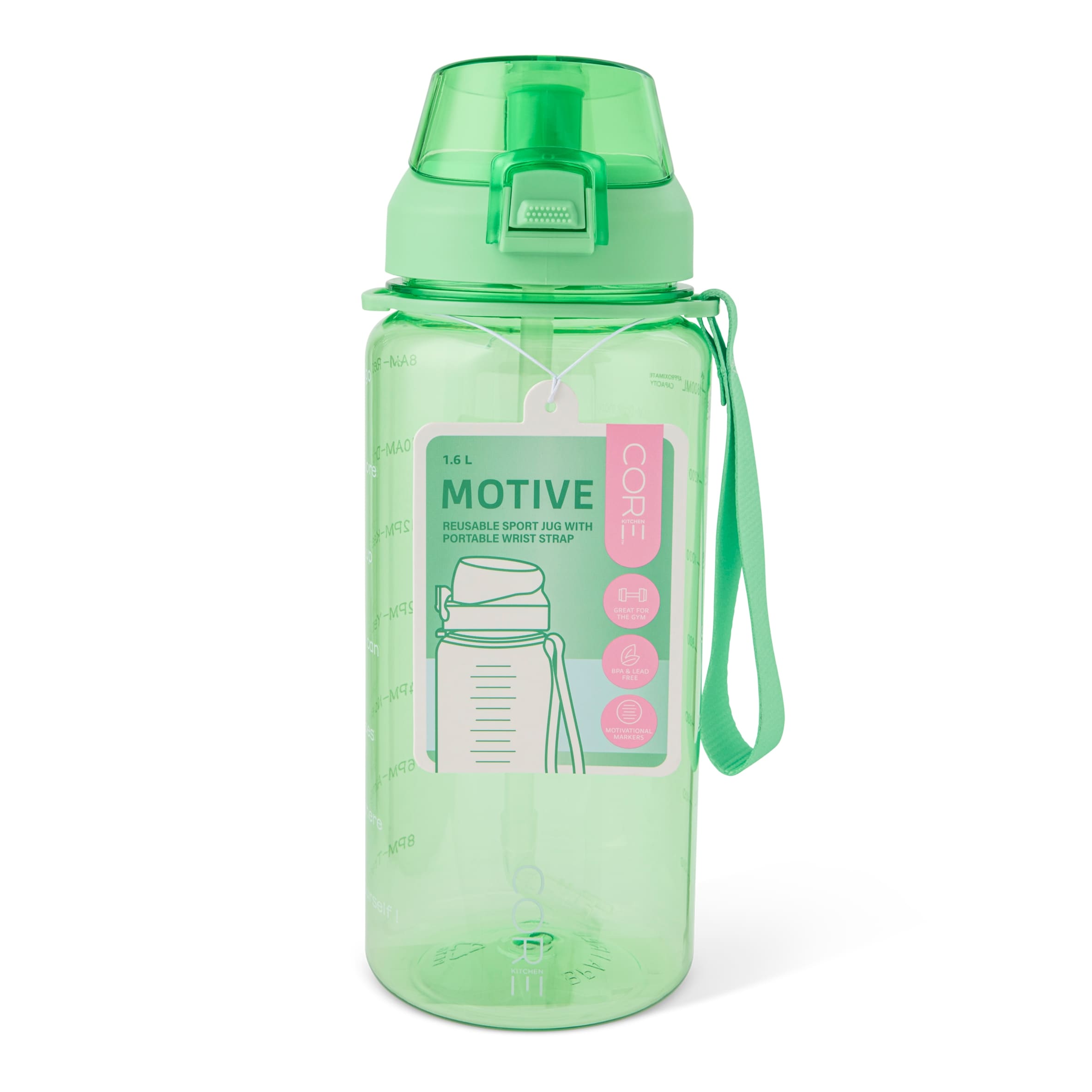 Core Kitchen Green Motive Drinking Water Bottle 1.6L